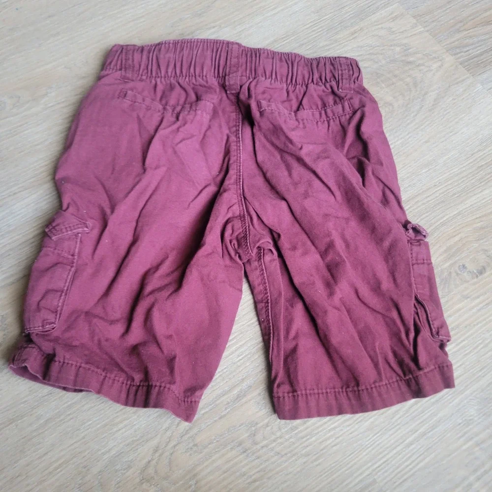 Old Navy Boys Cargo Shorts 5T Burgundy Cotton Casual Outdoor Drawstring